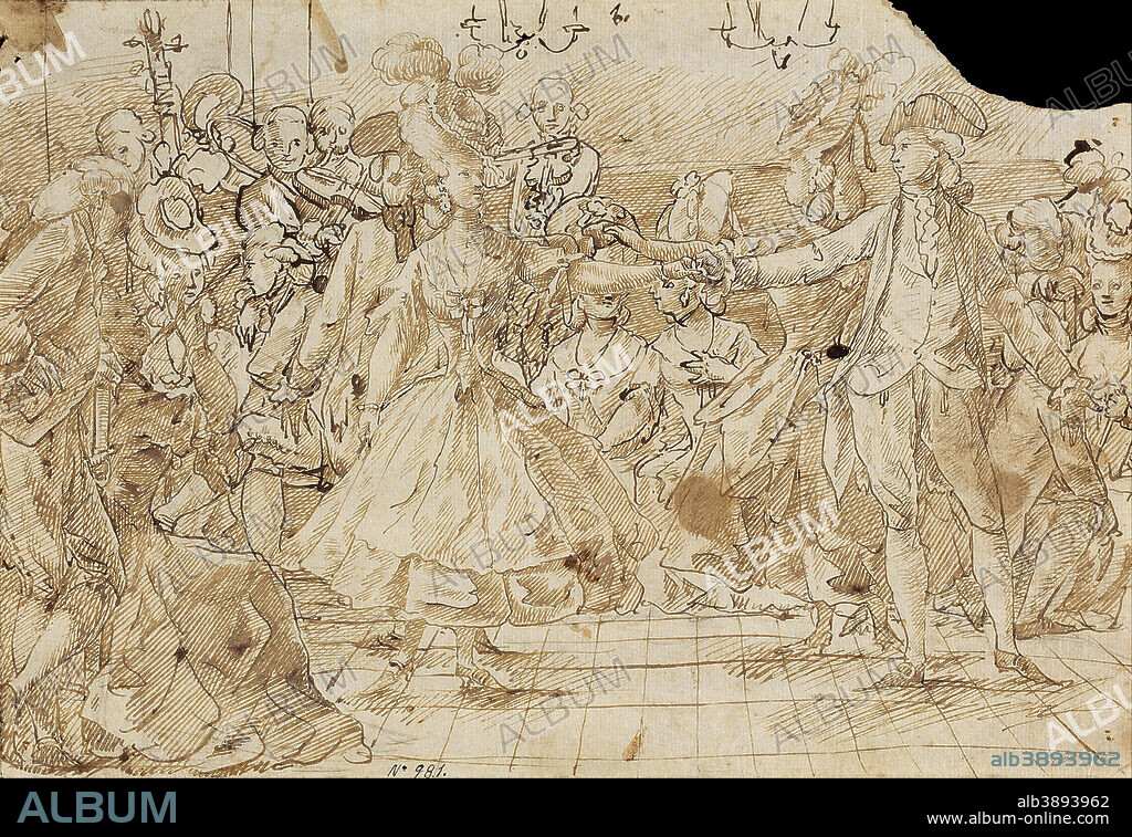ATTRIBUTED TO ANTONI CASANOVAS TORRENTS. Minuet. Date/Period: Ca. 1780. Drawing. Pen and ink on paper. Height: 209 mm (8.22 in); Width: 300 mm (11.81 in).