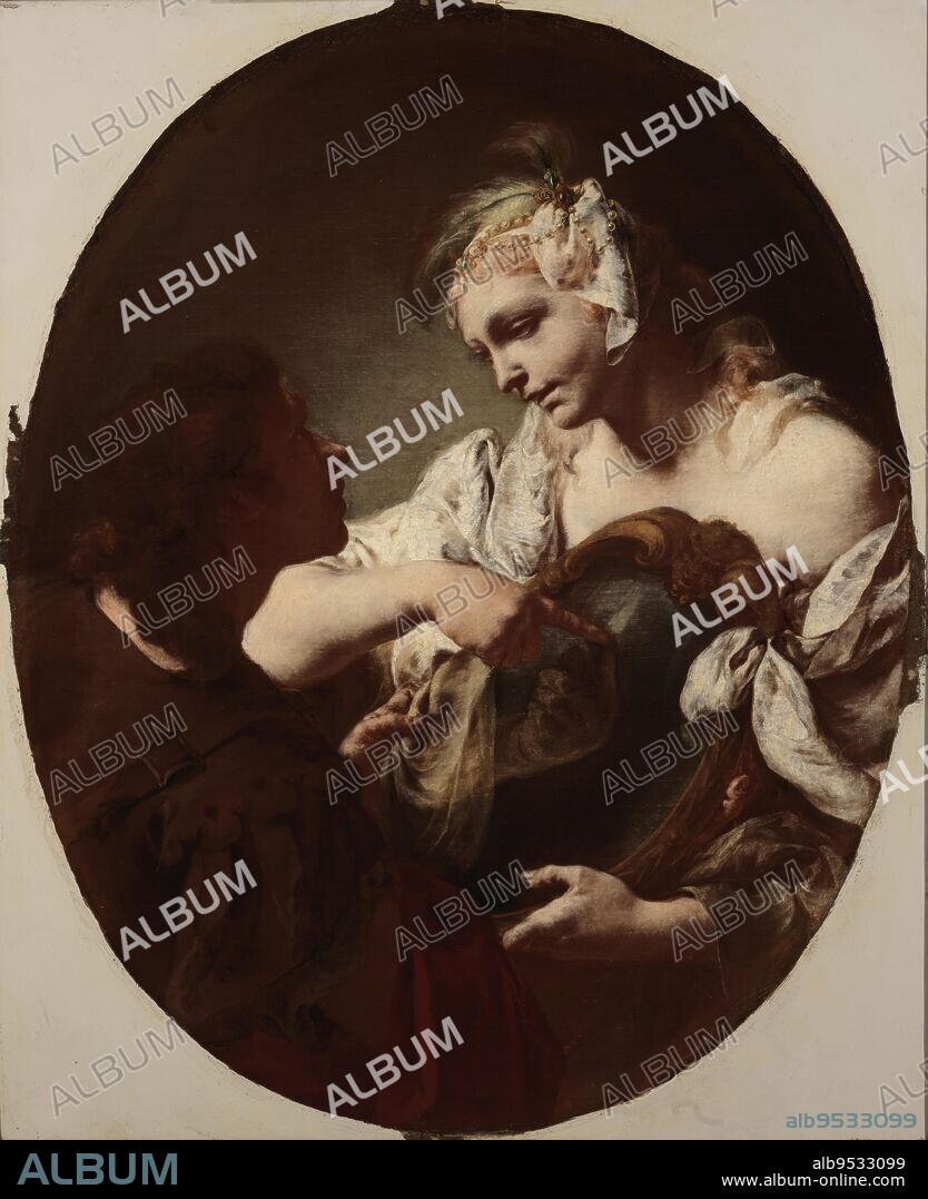 GIOVANNI BATTISTA PIAZZETTA (attribué). The Magic Mirror. Date: n.d. oil on canvas.