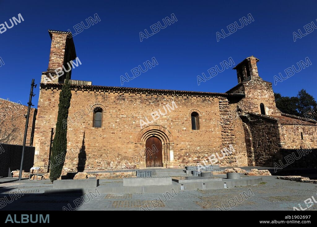 Pre-romanesque Church of Saint Peter. View of the south wall with access door framed by four smooth archivolts, 12th century. Terrassa. Catalonia. Spain.