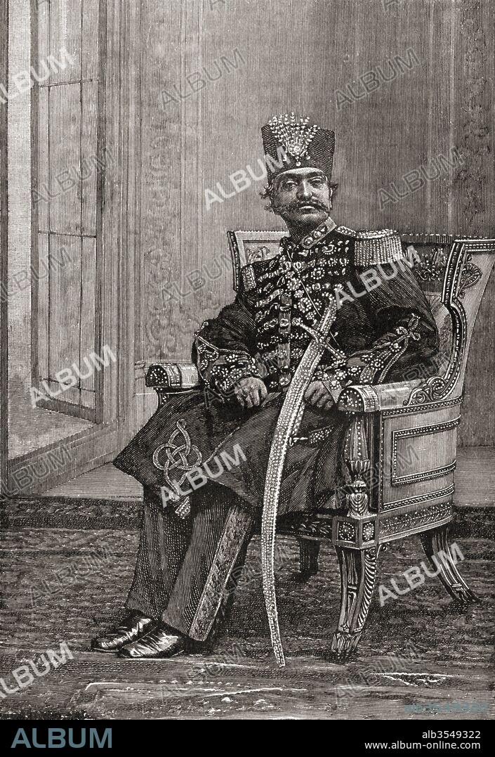 Naser al-Din Shah Qajar aka Nassereddin Shah Qajar, 1831 – 1896. King of Persia. From The Century Edition of Cassell's History of England, published c. 1900.