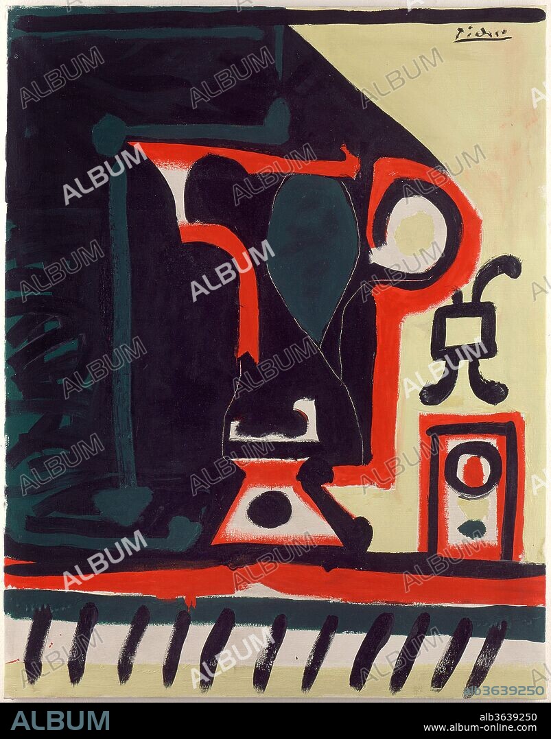 Pablo Picasso / 'Broc et verre' (Jarra y vaso), 1959, Óleo sobre lienzo, 92 x 72,7 cm.
