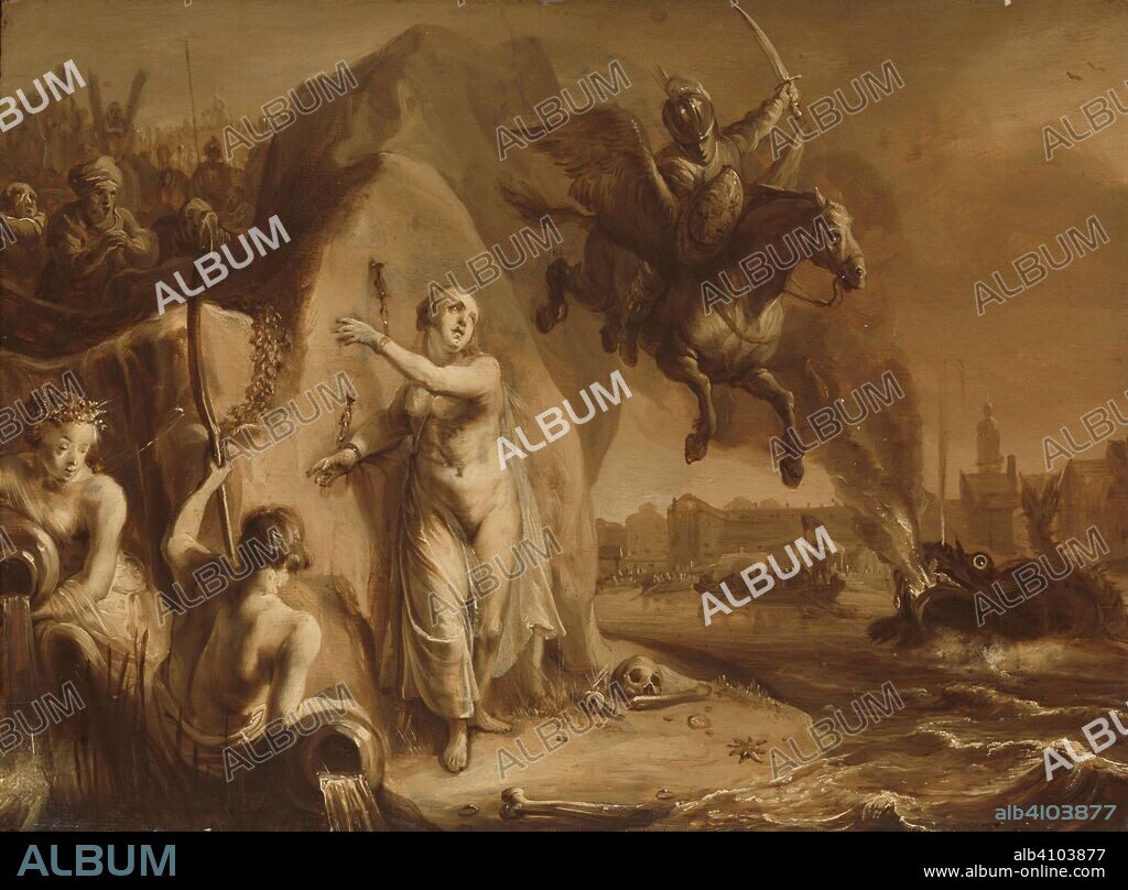 PIETER SYMONSZ. POTTER (ATTRIBUTED TO). Perseus and Andromeda. Allegory of the liberation of the Netherlands by Prince Frederik Hendrik. Dating: 1642. Measurements: support: h 29.2 cm × w 38.8 cm; d 5.5 cm.