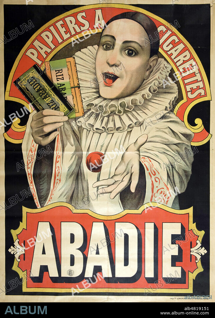 'Papiers a cigarettes ABADIE'. Affiche publicitaire vers 1900. Credit : IM/KHARBINE-TAPABOR.