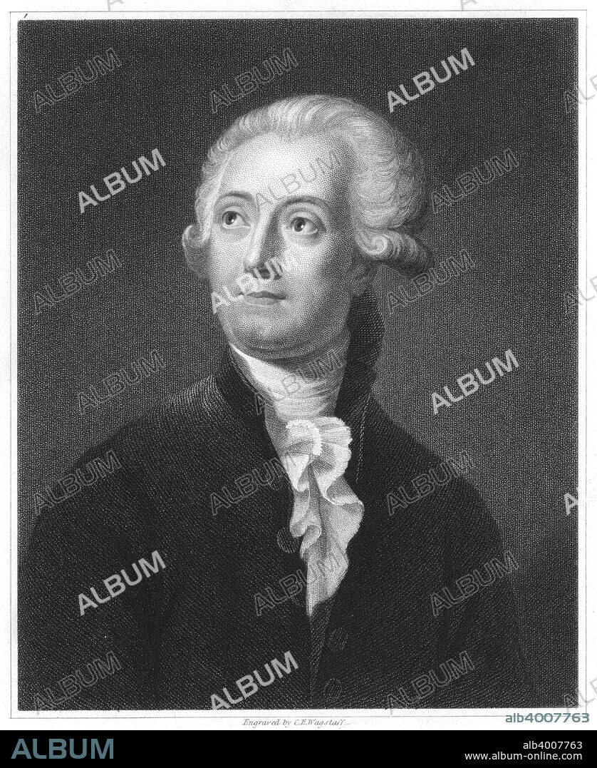 Antoine Laurent Lavoisier, French chemist, 18th century, (1835). 19th century copy of an earlier portrait of French chemist Lavoisier (1743-1794), one of the discoverers of oxygen. From The Gallery of Portraits by Charles Knight. (London, 1835).