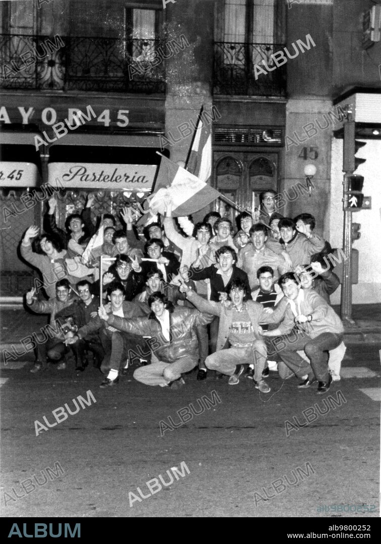 Qualifying match for Euro 1984 between Spain and Malta: many fans took to the streets of Madrid elated by the victory of the Spanish team by 12 to 1.