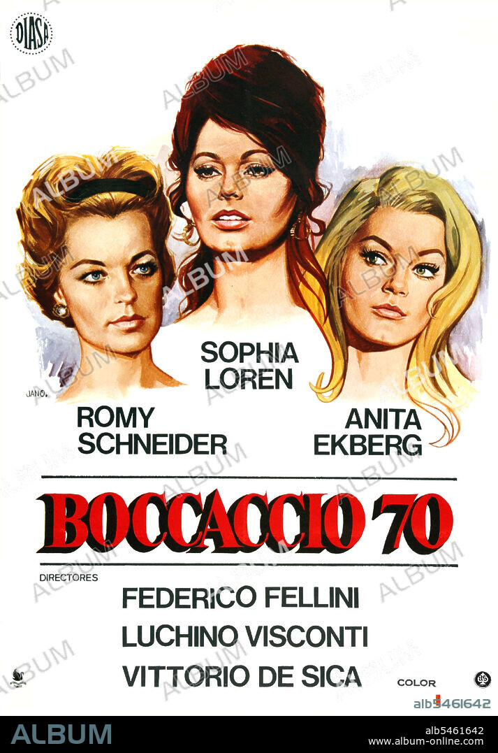 Poster de BOCCACCIO '70, 1962, dirigida por FEDERICO FELLINI, LUCHINO VISCONTI, MARIO MONICELLI y VITTORIO DE SICA. Copyright CINERIZ.