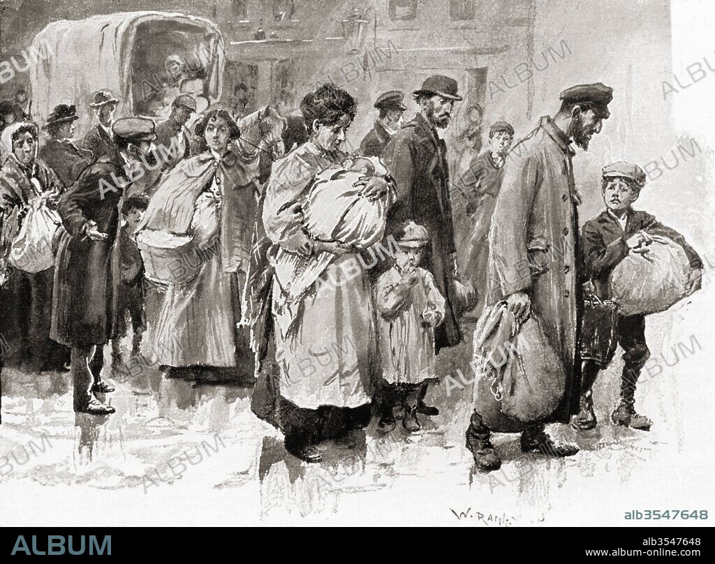 Newly arrived immigrants in London, England, late 19th century. From Living London, published c.1901.