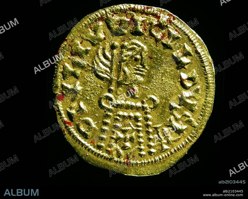 NUMISMATICA. MONEDA VISIGODA. LEOVIGILDO EMERITA (LUSITANIA) 573-586 ANVERSO. PROCEDENCIA DE DON FELIPE JOSEP EN 1775.