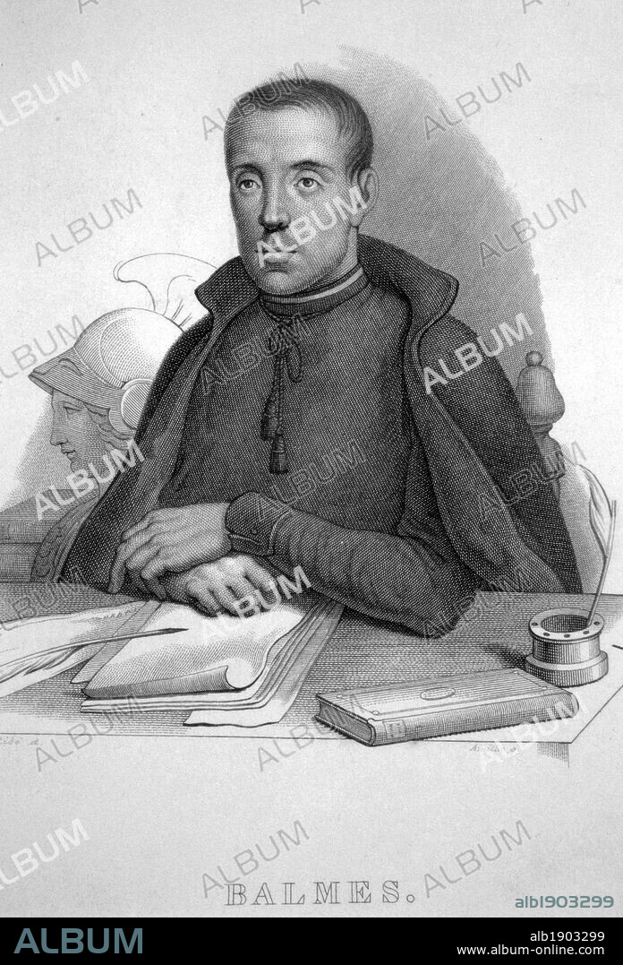 Jaime Balmes i Urpia (1810-1848). Eclesiástico y filósofo catalán. Grabado de 1840. Cataluña, España. S.XIX.