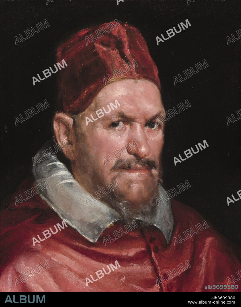 CIRCLE OF DIEGO VELÁZQUEZ. Pope Innocent X. Dated: c. 1650. Dimensions: overall: 49.2 x 41.3 cm (19 3/8 x 16 1/4 in.)  framed: 78.4 x 69.5 cm (30 7/8 x 27 3/8 in.). Medium: oil on canvas.