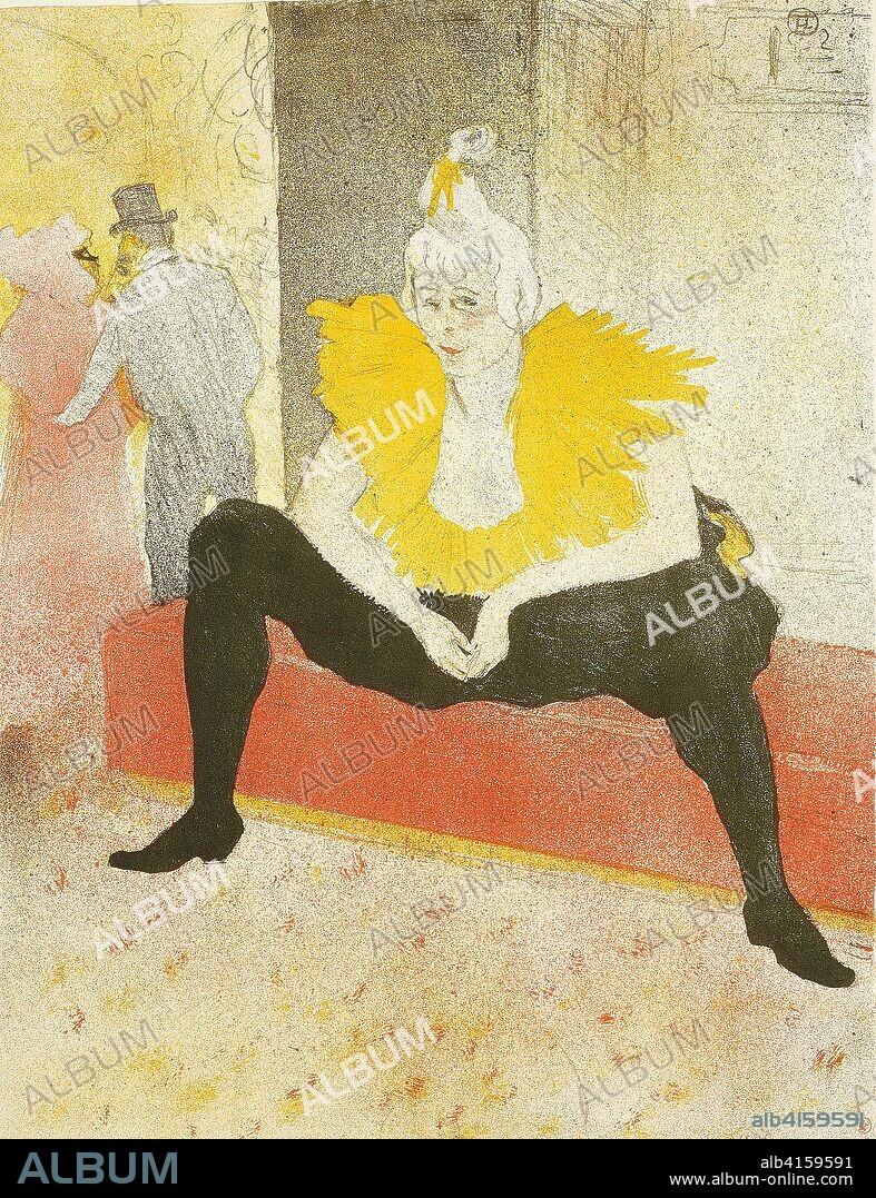 Seated Female Clown (Mademoiselle Cha-U-Kao), plate one from Elles. Henri de Toulouse-Lautrec (French, 1864-1901); published by Gustave Pellet (French, 1859-1919); probably printed by Auguste Clot (French, 1858-1936). Date: 1896. Dimensions: 526 × 403 mm. Color lithograph on ivory wove paper. Origin: France.