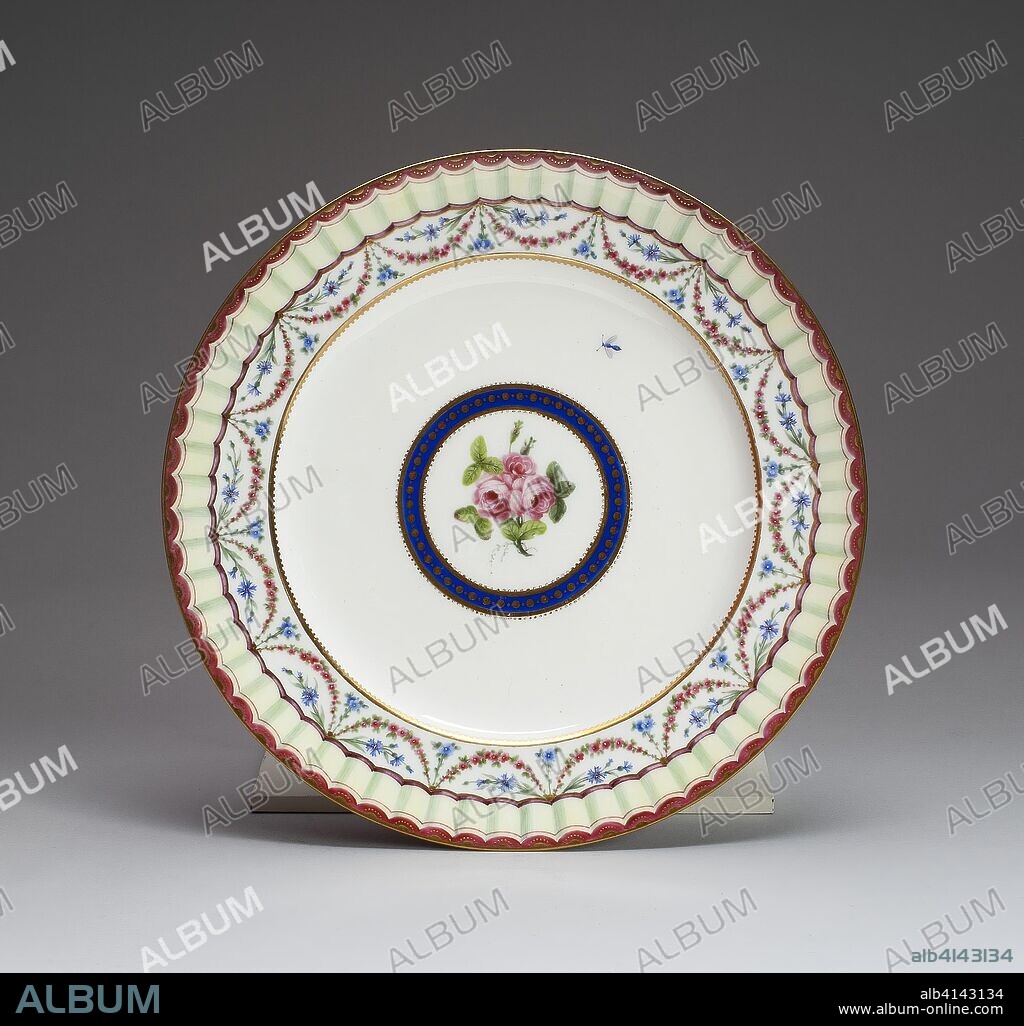 MANUFACTURE NATIONALE DE SEVRES. Plate. Sèvres Porcelain Manufactory; French, founded 1740; Painted by Jean-Baptiste Tandart (French, active 1754/1803). Date: 1792. Dimensions: Diam. 24.5 cm (9 5/8 in.). Soft-paste porcelain, polychrome enamels, and gilding. Origin: Sèvres.