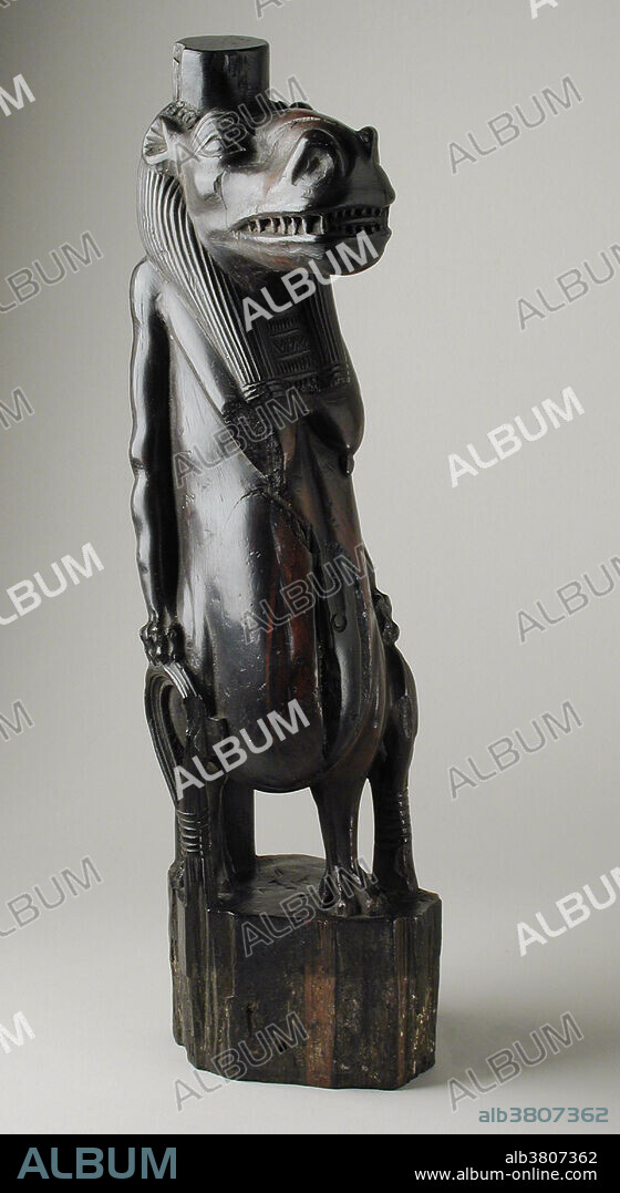 Wooden sculpture of the Egyptian Goddess Taweret, Egypt, New Kingdom (1600 - 1081 BC) In Egyptian mythology, Taweret (she who is great or great one) is the Egyptian goddess of childbirth and fertility. She was usually portrayed with the arms and legs of a lion and the back and tail of a crocodile (or even a complete crocodile perched on her back), while her pendulous breasts and full belly conveyed the idea of pregnancy. Pregnant women wore amulets with her name or likeness to protect their pregnancies.