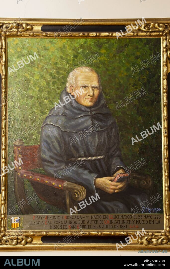Fray Jeronimo Boscana.Oleo sobre tela.Museo de Fray Junípero Serra.Petra.Mallorca.Islas Baleares. Spain.