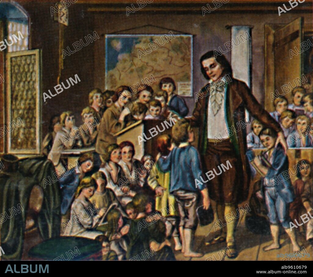 'Johann Heinrich Pestalozzi 1746-1827', 1934. Johann Heinrich Pestalozzi (1746-1827), Swiss pedagogue and educational reformer who exemplified Romanticism in his approach. From "Die Großen der Weltgeschichte". [Eckstein-Halpaus, Dresden, 1934].