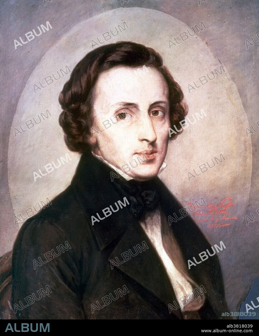 FrÃ©dÃ©ric FranÃ§ois Chopin (March 1, 1810 - October 17, 1849) was a Polish composer and virtuoso pianist. He is widely considered one of the greatest Romantic composers. A renowned child-prodigy pianist and composer he left Poland hat the age of 20, shortly before the November 1830 Uprising. He settled in Paris as part of Poland's Great Emigration. During the remaining 19 years of his life, he gave only some 30 public performances, preferring the more intimate atmosphere of the salon. He supported himself by sales of his compositions and as a piano teacher. For most of his life, Chopin suffered from poor health and he died in Paris in 1849 at the age of 39. Before the funeral, pursuant to his dying wish, his heart was removed. It was preserved in alcohol (perhaps brandy) to be returned to his homeland, as he had requested. The majority of Chopin's works are for solo piano, though he also wrote two piano concertos, a few chamber pieces and some songs to Polish texts. His piano works are often technically demanding, with an emphasis on nuance and expressive depth. Chopin invented the instrumental ballade and made major innovations to the piano sonata, mazurka, waltz, nocturne, polonaise, Ã©tude, impromptu, scherzo and prÃ©lude. No artist credited, undated.