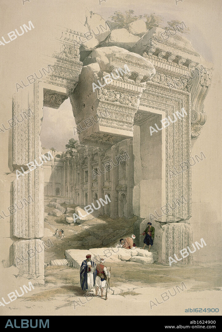 The Doorway, Baalec (From "The Holy Land: Syria, Idumea, Arabia.....) 1839 David Roberts (1796-1864 Scottish) Illustration  Newberry Library, Chicago, Illinois, USA.
