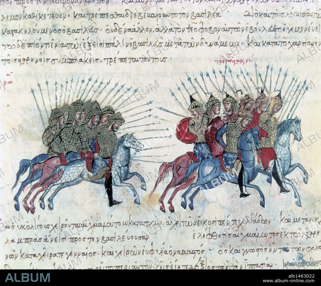 JUAN SKYLITZER. Crónica de los acontecimientos acaecidos en 811 y 1037. "GUERRA CON LOS ARABES". Códice fechado en el s. XII. Biblioteca Nacional. Madrid. España.