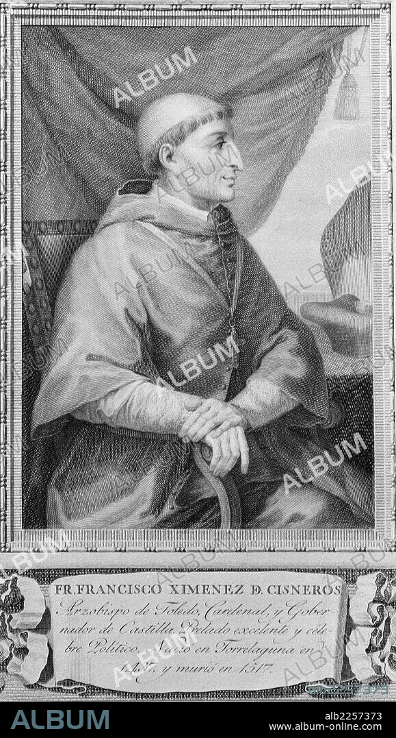 CARDENAL CISNEROS. CISNEROS, CARDENAL. (FRANCISCO XIMENEZ DE CISNEROS ). RELIGIOSO Y ESTADISTA ESPA¿OL. TORRELAGUNA 1416-1517.