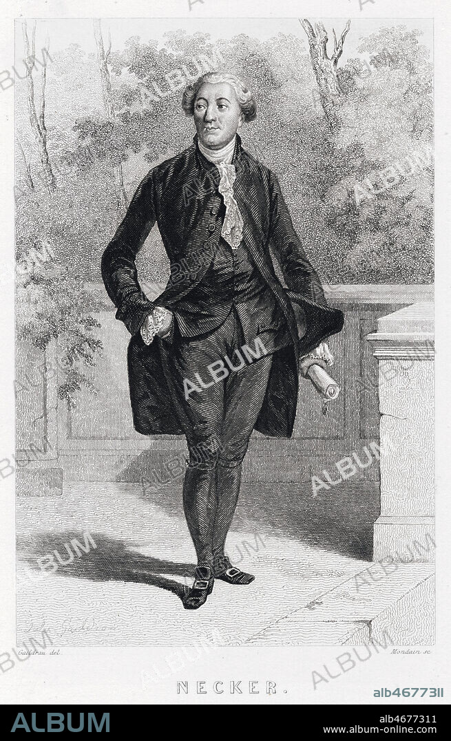 Jacques NECKER (1732-1804). Illustration de 1849 par Jules GAILDRAU (1816-1898) pour Galerie historique de la Revolution francaise par Albert MAURIN (ne en 1802). Credit : Collection Jonas/Kharbine-Tapabor.