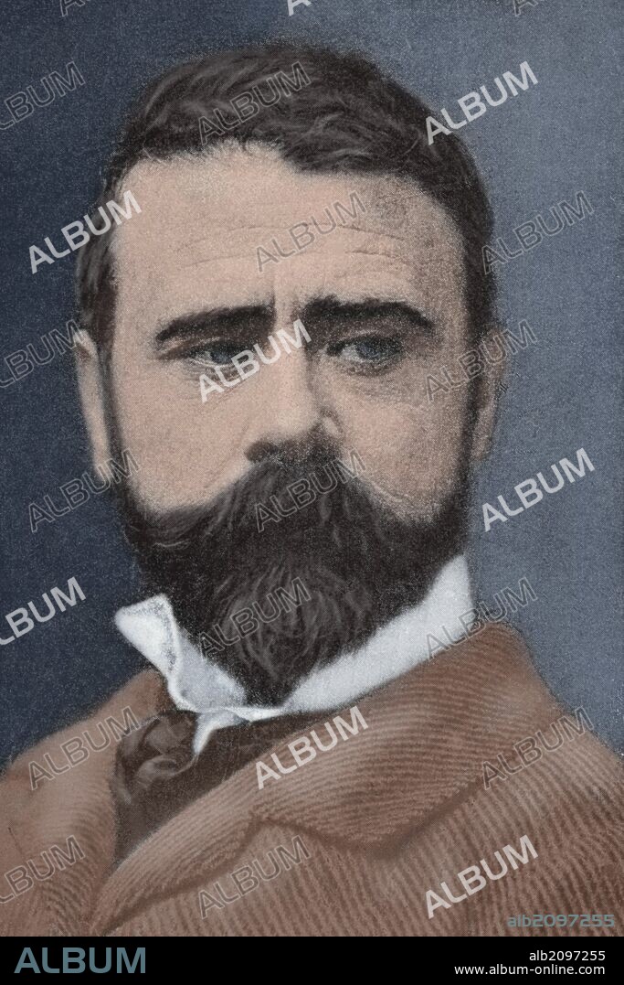 Antonio Cortina Farinós (1841,1890). Pintor español. Grabado coloreado de "La Ilustración Ibérica", año 1888.