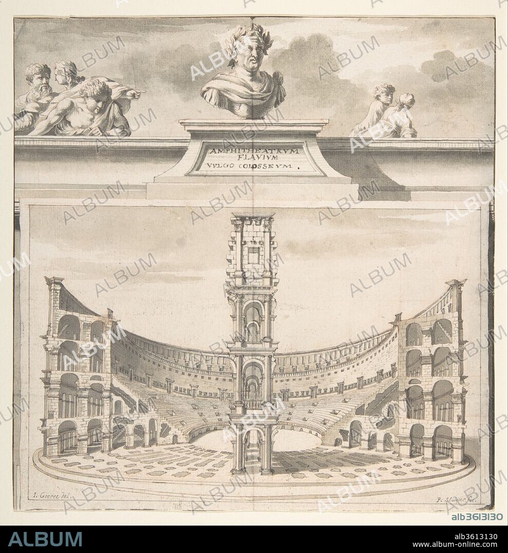 A Reconstruction of the Colosseum in Cross-Section. Artist: Jan Goeree (Dutch, Middelburg 1670-1731 Amsterdam). Dimensions: 8 5/16 x 8 1/10 in.  (21.1 x 20.6 cm). Date: before 1704.