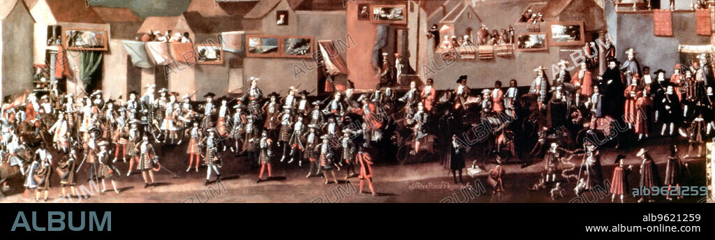 Entrance of viceroy Morcillo in Potosi, detail of the painting by Melchor Perez de Holguin.