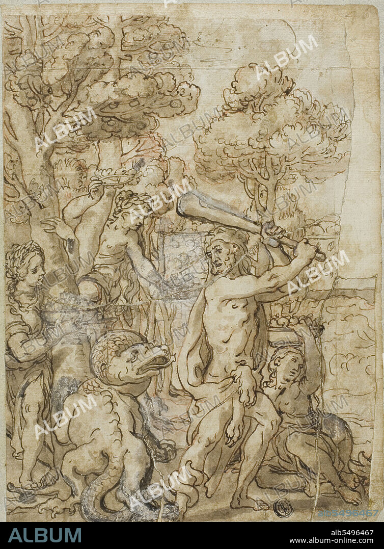 ANDREA LILIO. Hercules Slaying the Serpent Ladon in the Garden of the Hesperides, n.d.
