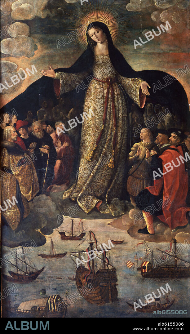 ALEJO FERNANDEZ ALEMAN (1475-1545). RETABLO DE LA VIRGEN DE LOS NAVEGANTES - DETALLE DE LA TABLA CENTRAL: VIRGEN (CONJ Nº 84935) - SIGLO XV - RENACIMIENTO SEVILLANO.