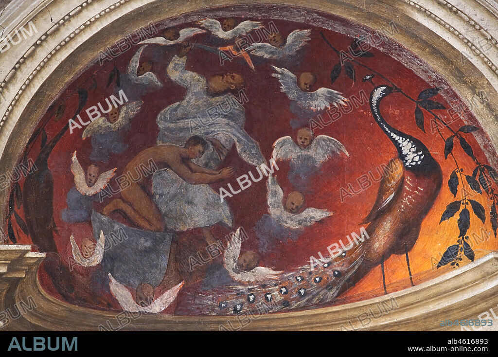 Duomo (Cattedrale di S. Maria Assunta), interno, controfacciata: "Deposizione", affresco del Pordenone (Giovanni Antonio de' Sacchis), 1522.