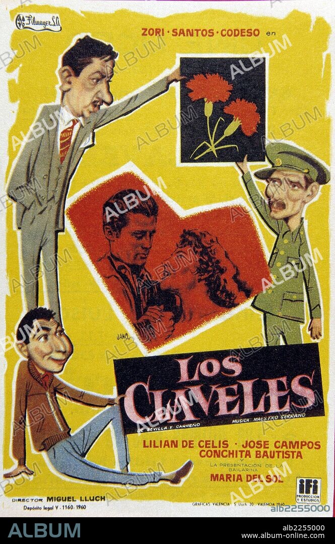 PELICULA : LOS CLAVELES , 1960. DIRECTOR , MIGUEL LLUCH. ACTORES , LILIAN DE CELIS , SANTOS , ZORI , CODESO.