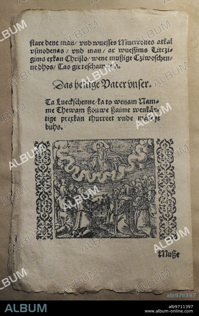 MARTIN LUTHER. Martin Lutero (1483-1546). Teólogo y fraile agustino alemán. Catecismo Menor. Edición publicada en letón. Konigsberg, 1586. Museo de la Guerra de Letonia. Riga.