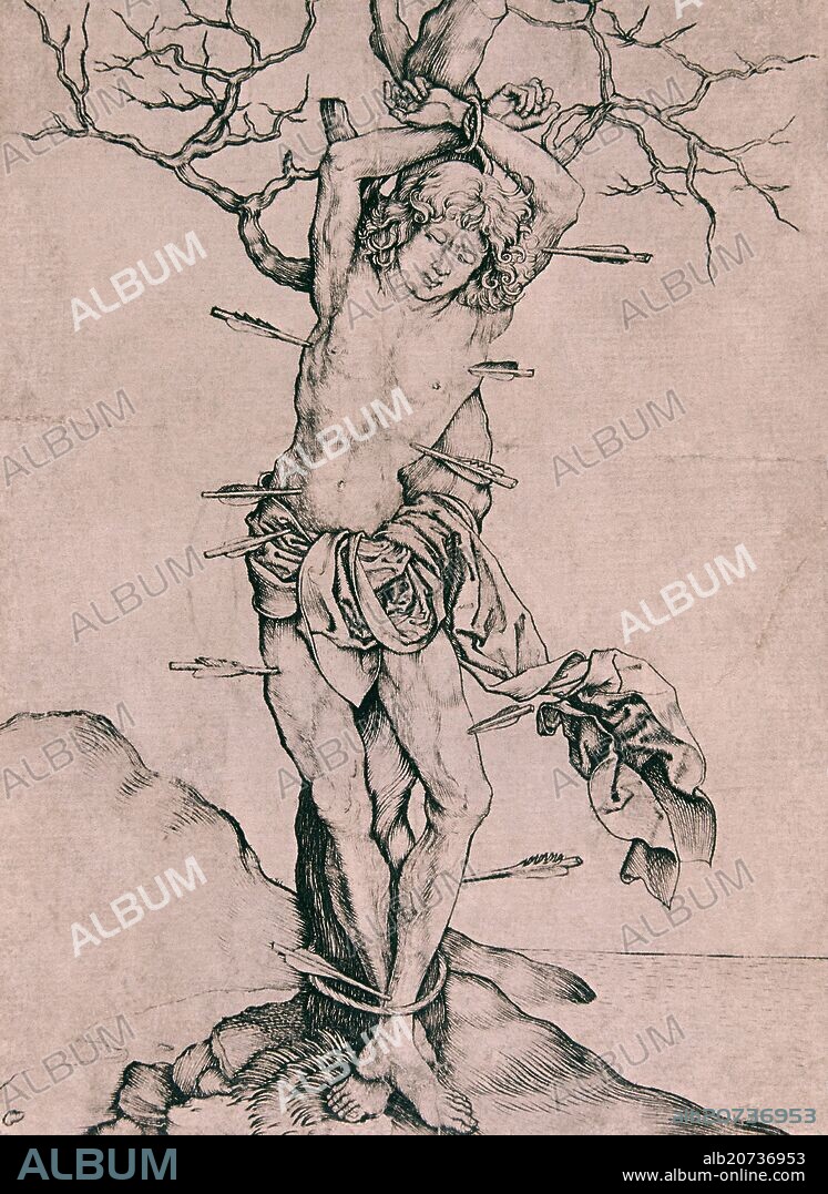 DIBUJO DEL MARTIRIO DE SAN SEBASTIAN.