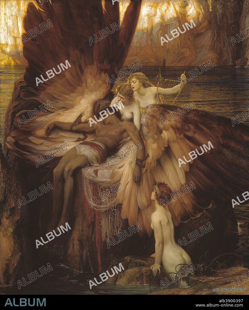HERBERT JAMES DRAPER. The Lament for Icarus. Date/Period: 1898. Painting. Oil on canvas. Height: 1,829 mm (72 in); Width: 1,556 mm (61.25 in).
