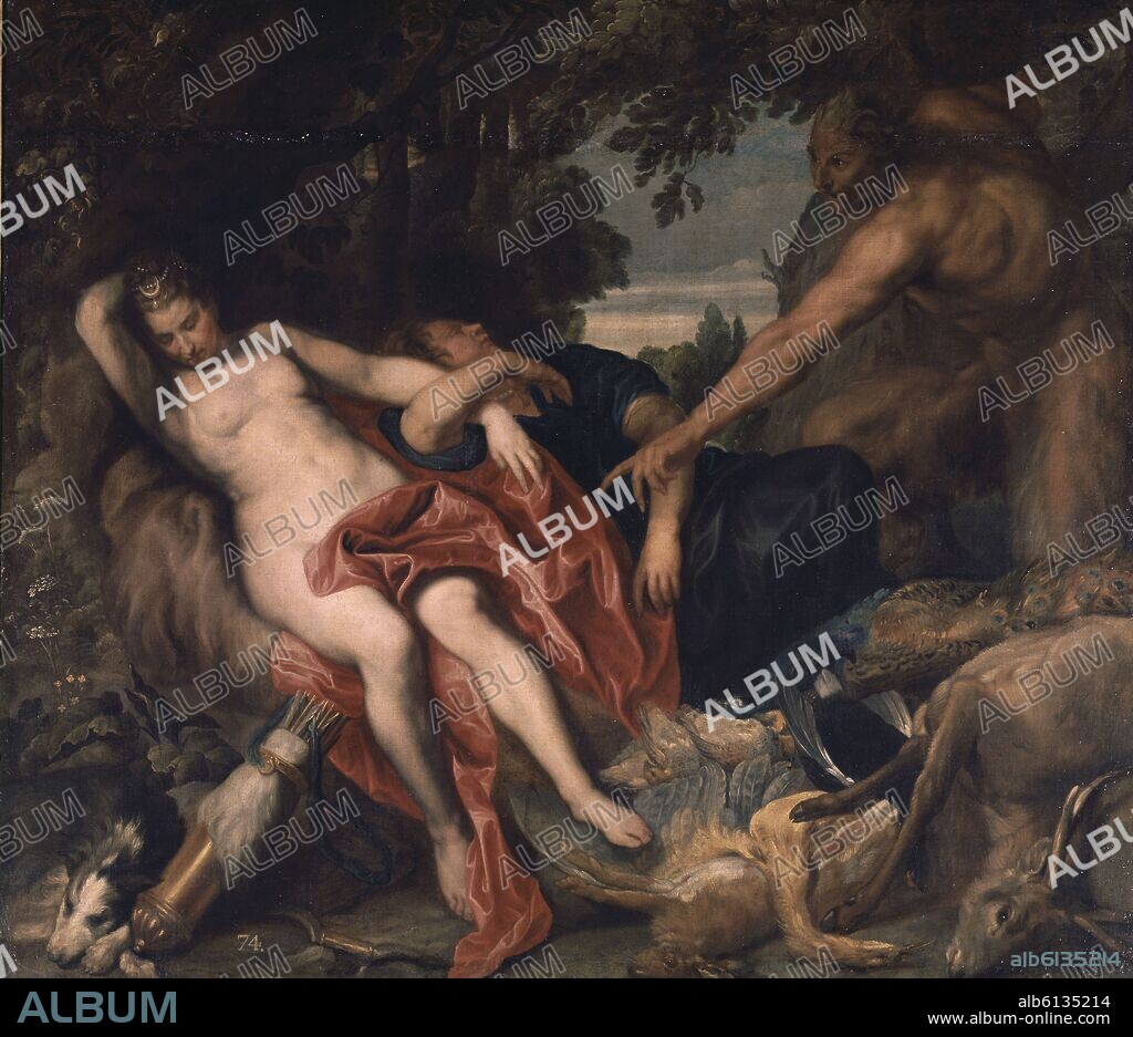 ANTON VAN DYCK. DIANA Y UNA NINFA SORPRENDIDAS POR UN SATIRO - OLEO/LIENZO - 1622-1627- 144x163 cm - BARROCO FLAMENCO - NP 1492.