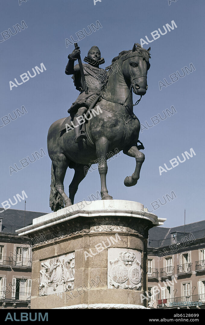 PIETRO TACCA. ESTATUA ECUESTRE DE FELIPE III TERMINADA EN 1616 COMENZADA POR JUAN DE BOLONIA - FOTO AÑOS 60.