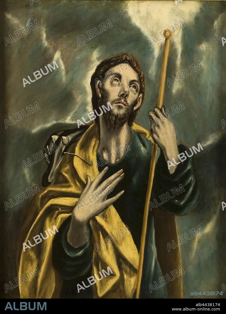 School of El Greco, St James the Greater as a Pilgrim, Apostle Jacob as Pilgrim, Painting, Oil on canvas, Height, 68 cm (26.7 inches), Width, 53.5 cm (21, inches).