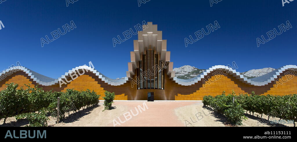 Ysios Bodega winery futuristic architecture at Laguardia in Rioja-Alaveda wine-producing area of Basque country, Spain.