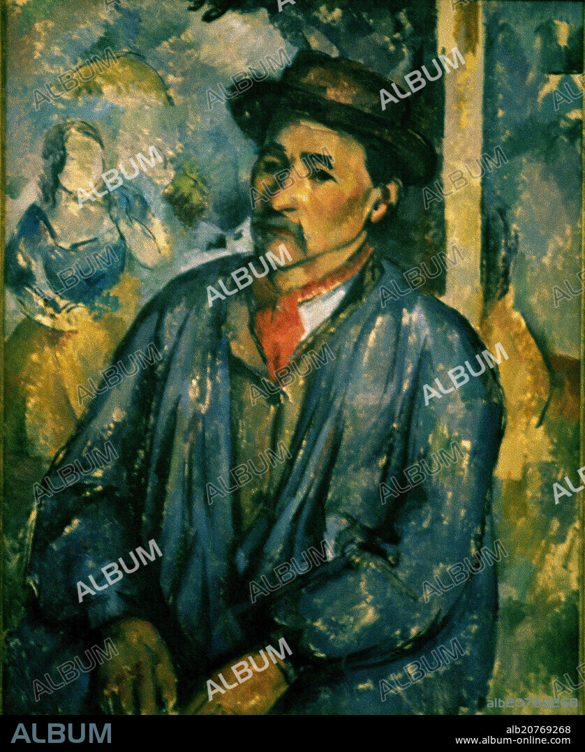 PAUL CEZANNE. French school. Peasant in a Blue Smock. Paysan En Blouse Bleue. 1896-1897. Oil on canvas (81 x 65 cm). Texas, Kimbell Museum.
