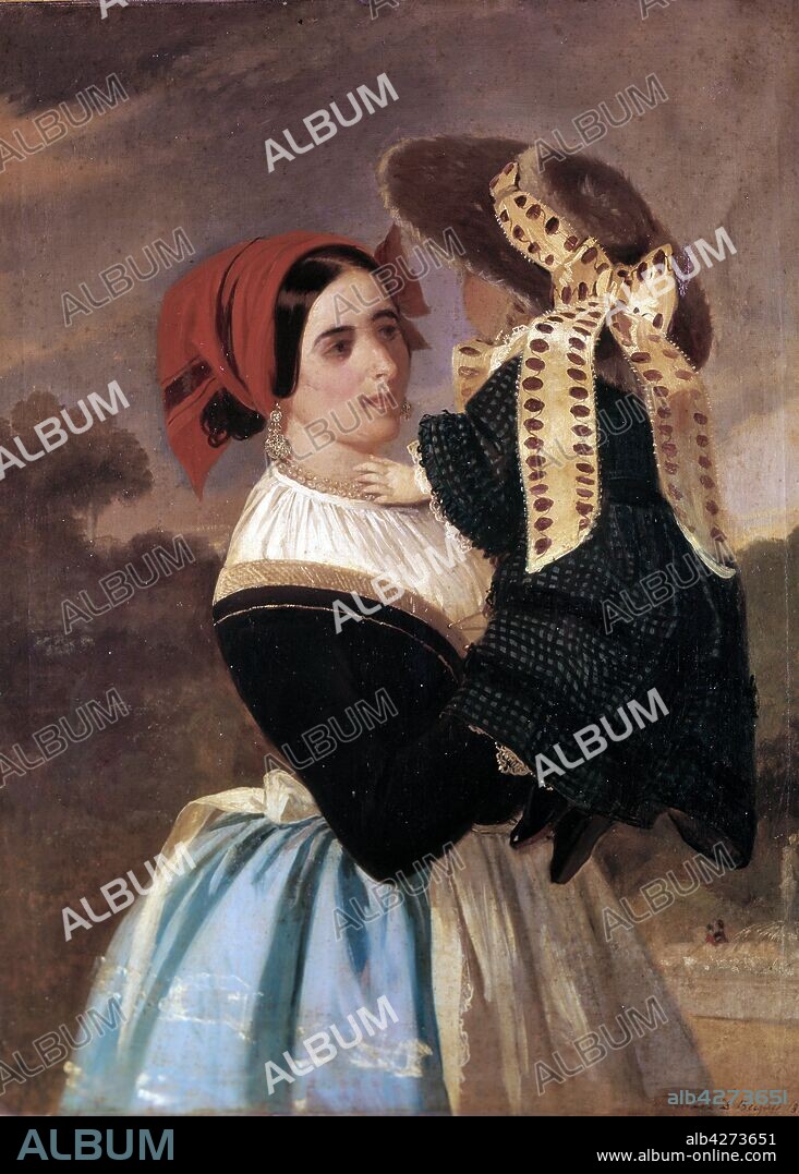 VALERIANO DOMINGUEZ BECQUER (1833-1870). VALERIANO DOMINGUEZ BECQUER PINTOR ESPAÑOL . SEVILLA 1833-1870 LA NODRIZA EN TRAJE DE PASIEGA MUSEO ROMANTICO . MADRID.
