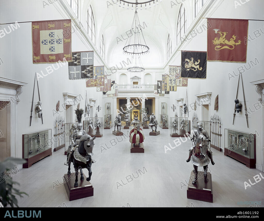 MUSEUM INTERIORS. Medieval Armor Room, USA, New York State, New York City, Metropolitan Museum of Art.