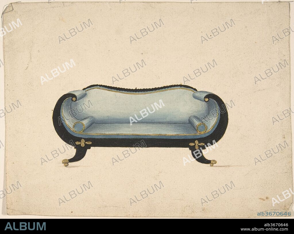 Design for a Sofa. Artist: Attributed to Gillows (British, 19th century). Dimensions: sheet: 5 1/4 x 7 in. (13.4 x 17.8 cm). Date: ca. 1820.