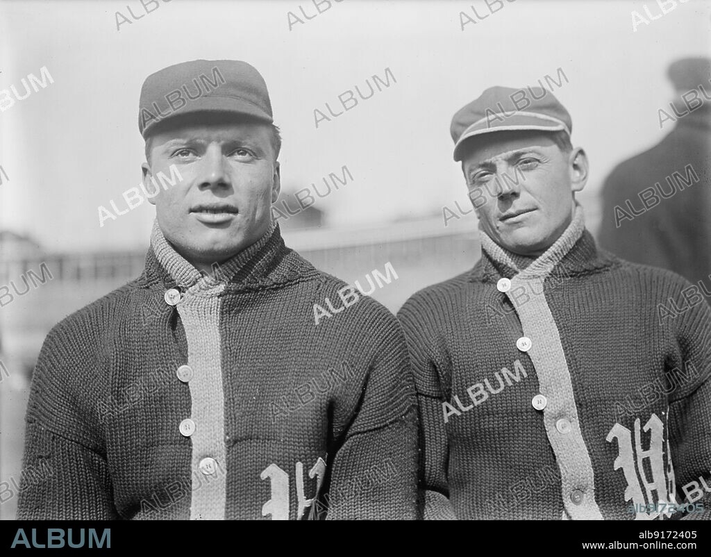 HARRIS & EWING. Eddie Ainsmith, Clyde Milan, Washington Al, at University of Virginia, Charlottesville (Baseball), ca. 1912-1915.