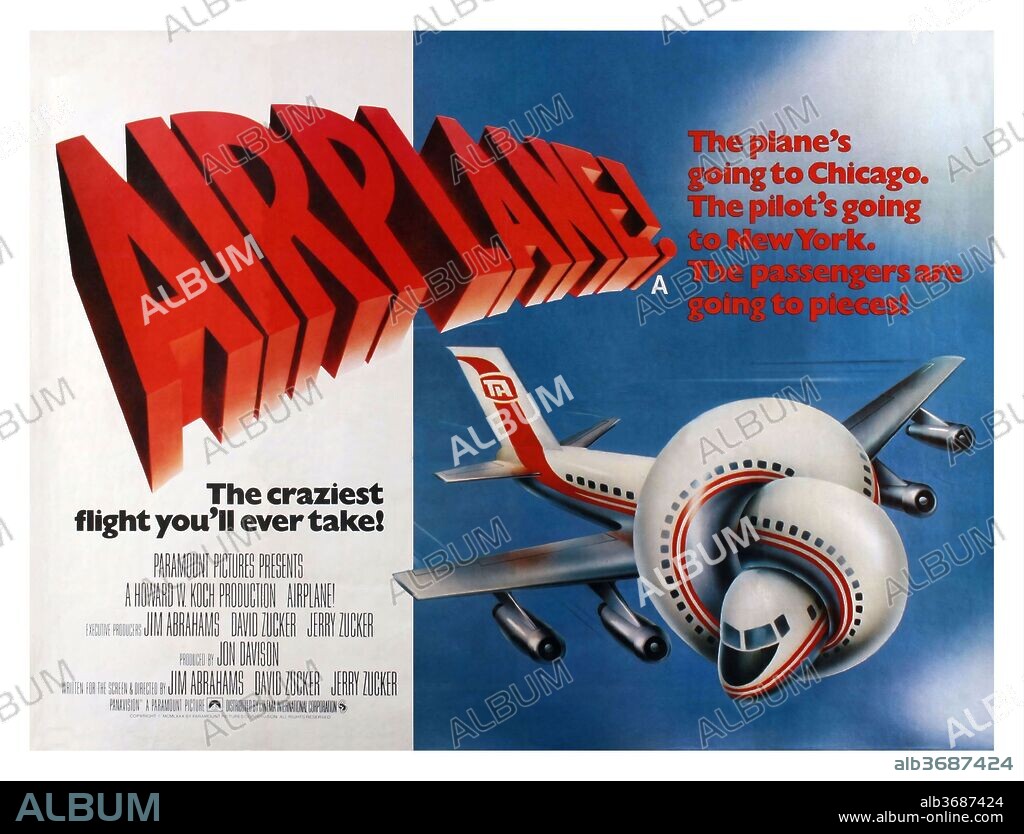 Poster of AIRPLANE!, 1980, directed by DAVID ZUCKER and JIM ABRAHAMS. Copyright PARAMOUNT PICTURES.