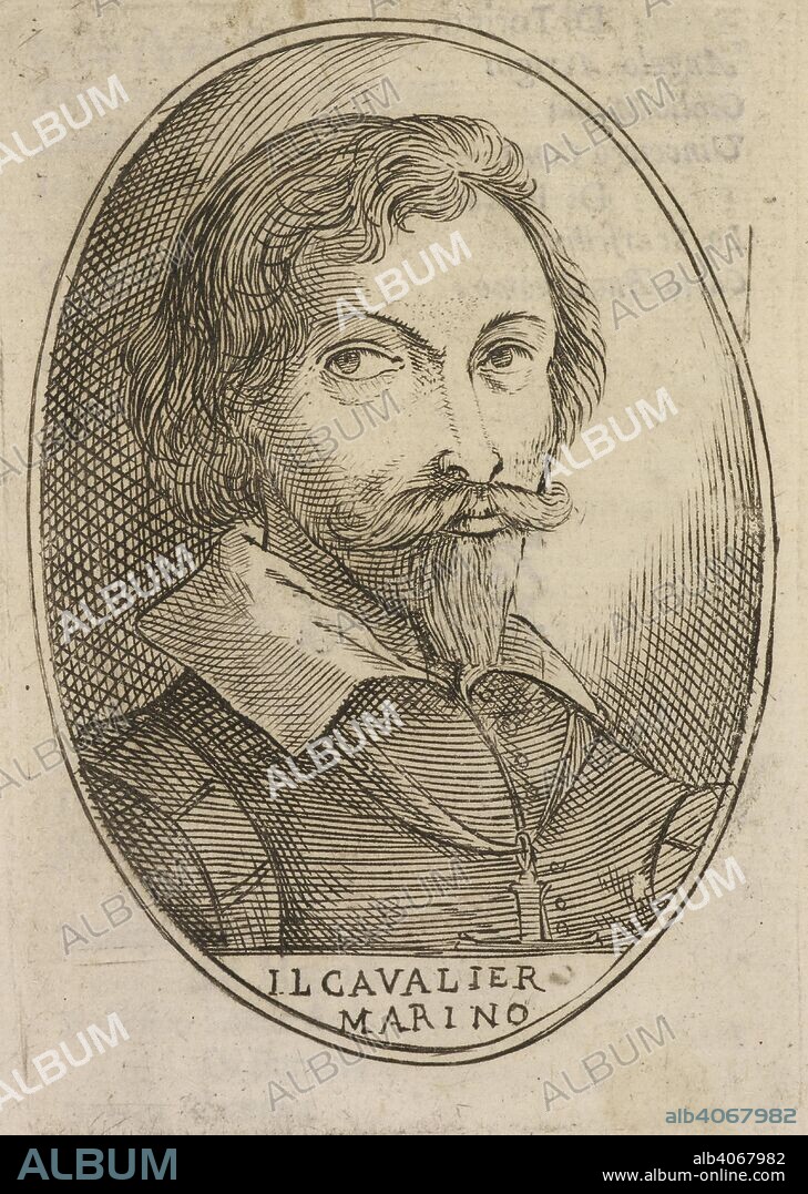 Portrait of the author, Giovannii Battista Marini. Giambattista Marino (also Giovan Battista Marino) (18 October 1569 â€“ 25 March 1625) was an Italian poet who was born in Naples. He is most famous for his long epic L'Adone. Lettere ... gravi, argute e facete, non piu stampate, con alcune poesie, etc. G. Sarzina: Venetia, Italy 1628. Source: 10909.aa.12 frontispiece. Language: Italian.