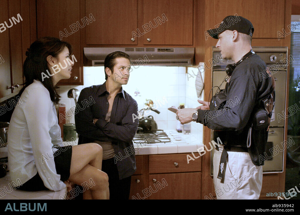 DAVID AYER, EVA LONGORA and FREDDY RODRIGUEZ. DAVID AYER, EVA LONGORIA and FREDDY RODRIGUEZ in HARSH TIMES, 2005, directed by DAVID AYER. Copyright CRAVE FILMS / SHELDON, JIM.