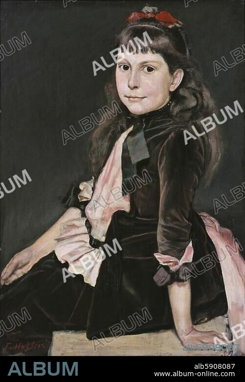 FERDINAND HODLER. Hodler, Ferdinand. 1853-1918. "Bildnis Marguerite Renaud", (Portrait of Marguerite Renaud), c. 1887. Oil on canvas, 72.5 × 51 cm. Loan of the Eidgenössische Gottfried Keller Stiftung, Geneva, Musée d'Art et d'Histoire.