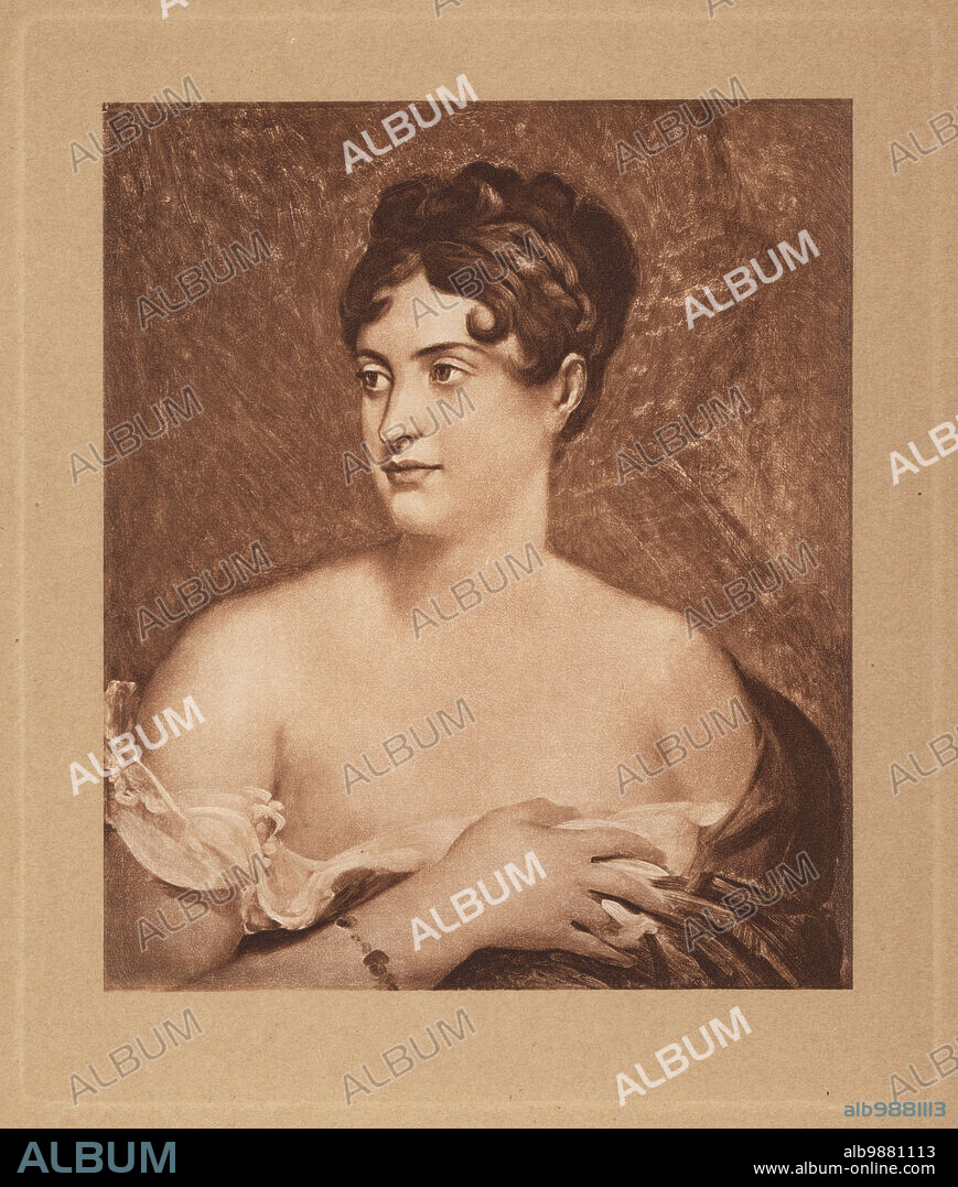 Mademoiselle George, French actress, 1786-1867. Lover of Napoleon Bonaparte and also claimed to have had an affair with the Duke of Wellington. Marguerite Georges, Marguerite Weymer or Weimer. Mezzotint by Michel Manzi and Maurice Joyant after a portrait by François Gérard from Frederic Massons Napoleon et les Femmes, Napoleon and the Fair Sex, Goupil, Paris, 1906.