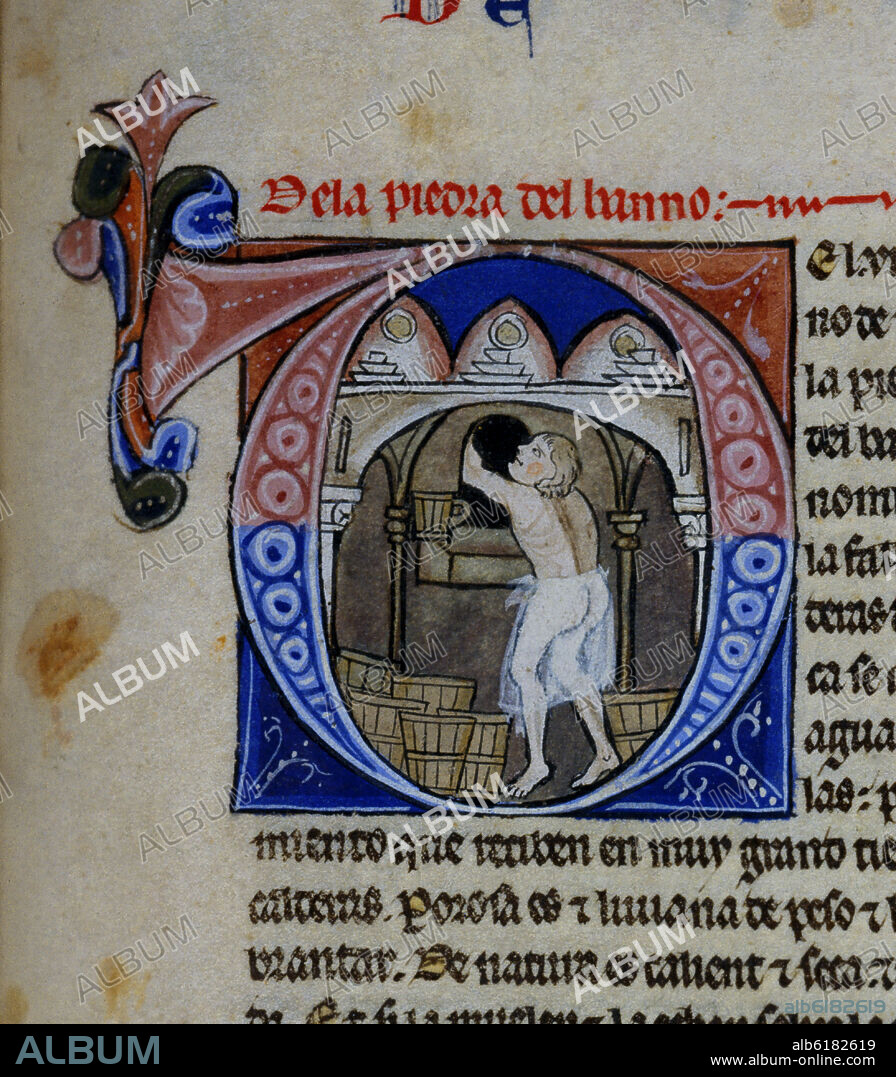 ALFONSO X DE CASTILLA EL SABIO. DE LA PIEDRA DEL BAÑO. LAPIDARIO HI 15. FOLIO 69 R. 1253.MANUSCRITO ALFONSI S XIII.