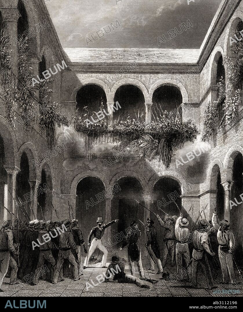 Méjico. Veracruz. Ataque a la casa del general Mariano Arista por el ejército francés al mando del príncipe de Joinville en Noviembre de 1838.